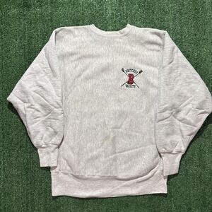 Vintage Champion Reverse Weave Britches Varsity Grey Pullover Sweatshirt Size L